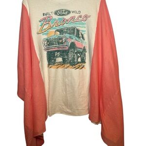 Women’s bronco up cycled poncho Cream and Coral P2P up to 36” NWOT
